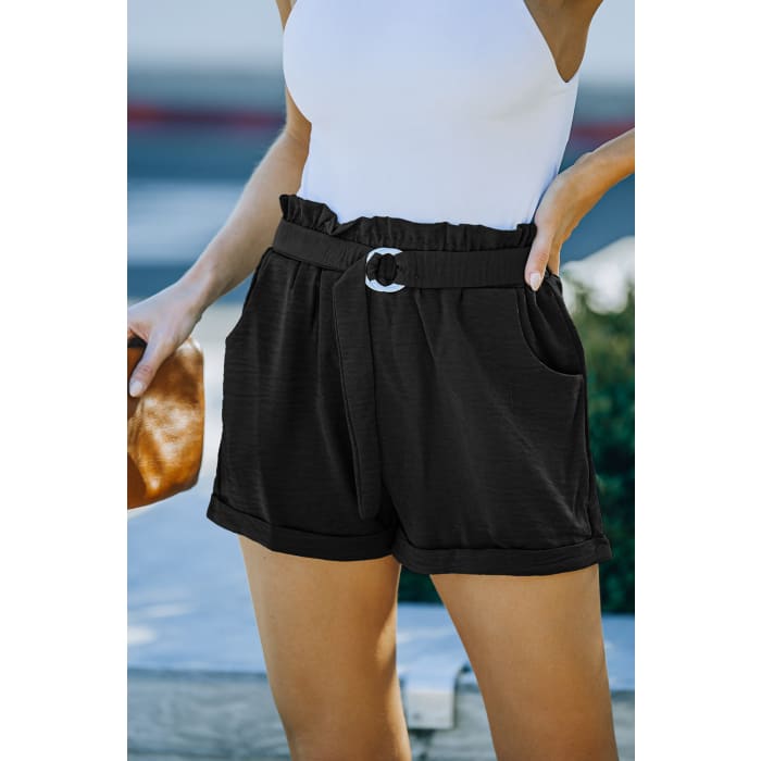 Black Paper Bag Shorts - Shorts