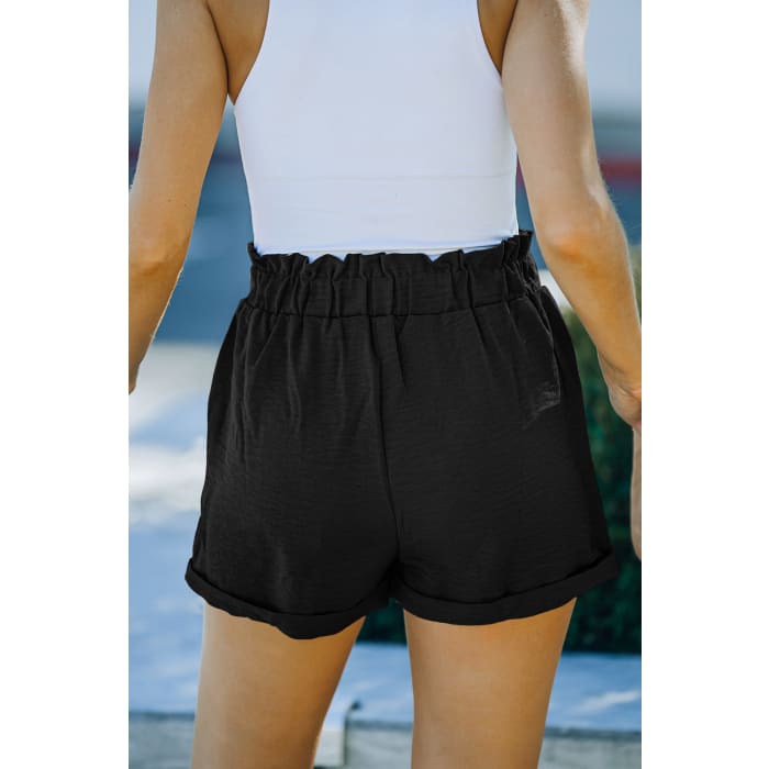 Black Paper Bag Shorts - Shorts
