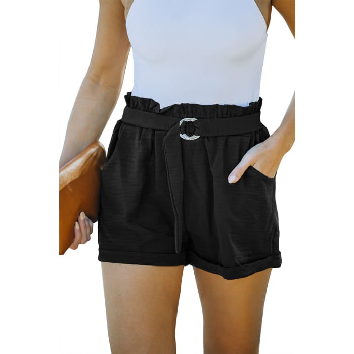 Black Paper Bag Shorts - Shorts
