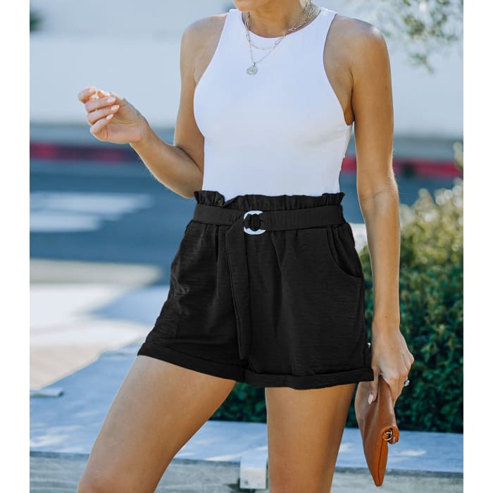 Black Paper Bag Shorts - Shorts