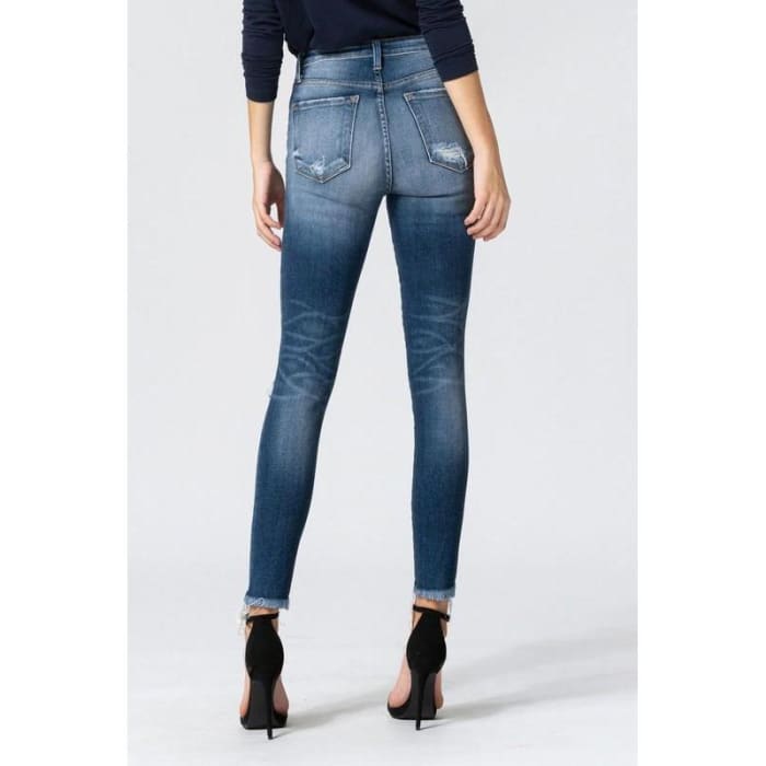 Button Fly Lightly Distressed Jeans - Jeans
