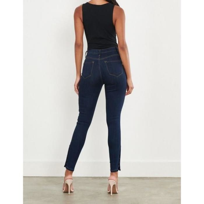 Button Fly Snap Ankle Jeans - Jeans