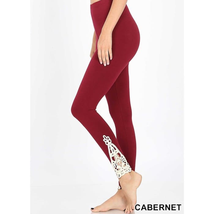 Cabernet Crochet Trim Leggings - Leggings