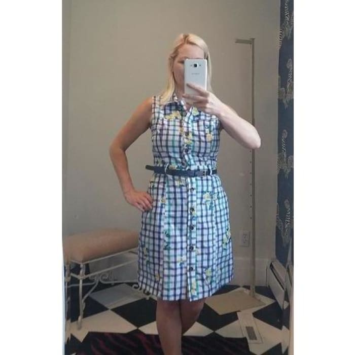 Checked Embroidered Shirt Dress - Dress