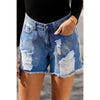 Distressed Jean Shorts - Shorts