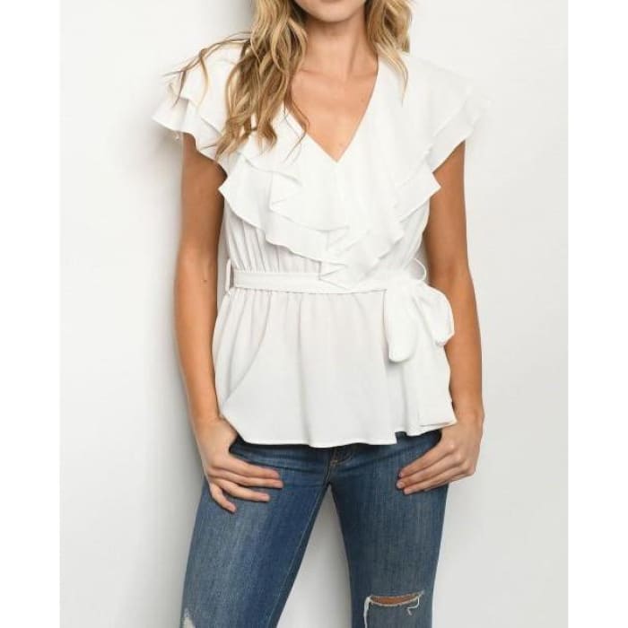 Double Ruffled Collar Top - Blouse