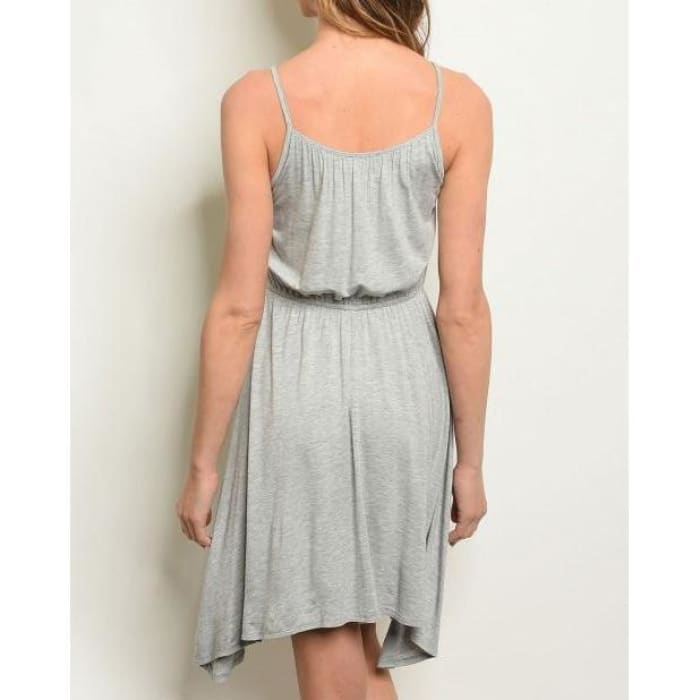 Gray Grommet Trim Dress - Dress