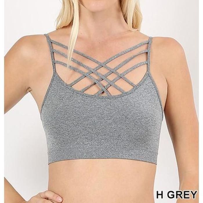 Heather Gray Strappy Bralette - Bralette
