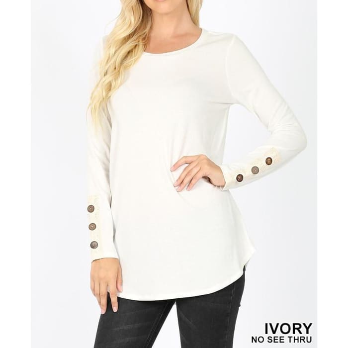 Ivory Tunic w Trimmed Cuff - Tunic