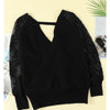 Lace Sleeve Wrap Sweater - Sweater