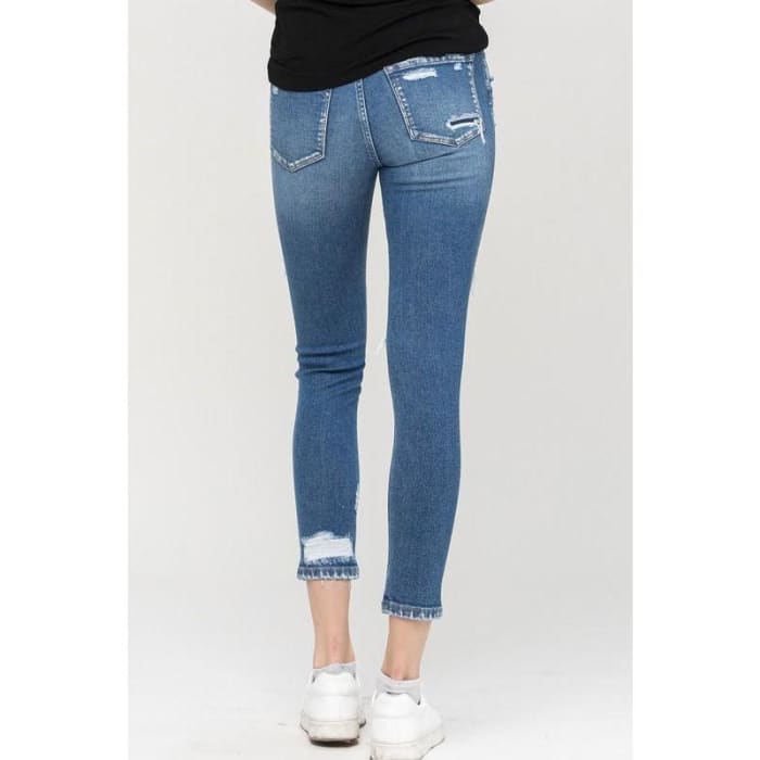 Lined Distressed Jeans - Jeans