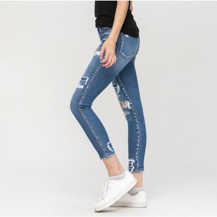 Lined Distressed Jeans - Jeans