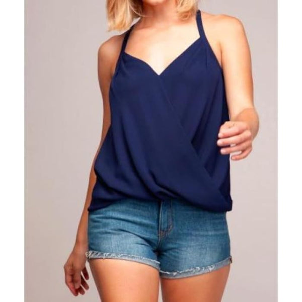 Navy Wrap Front Camisole - camisole
