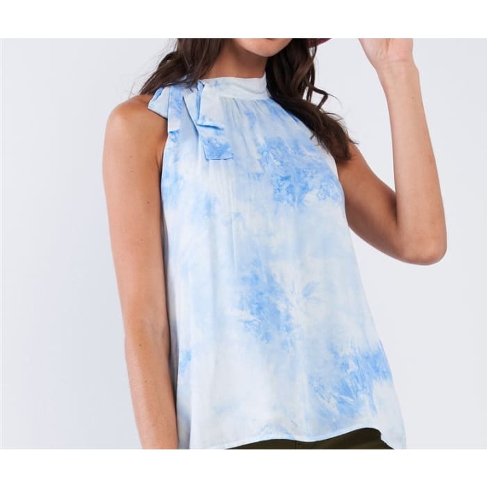 Sleeveless Bow-Neck Top - Shirt