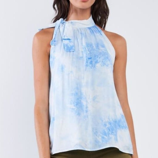 Sleeveless Bow-Neck Top - Shirt