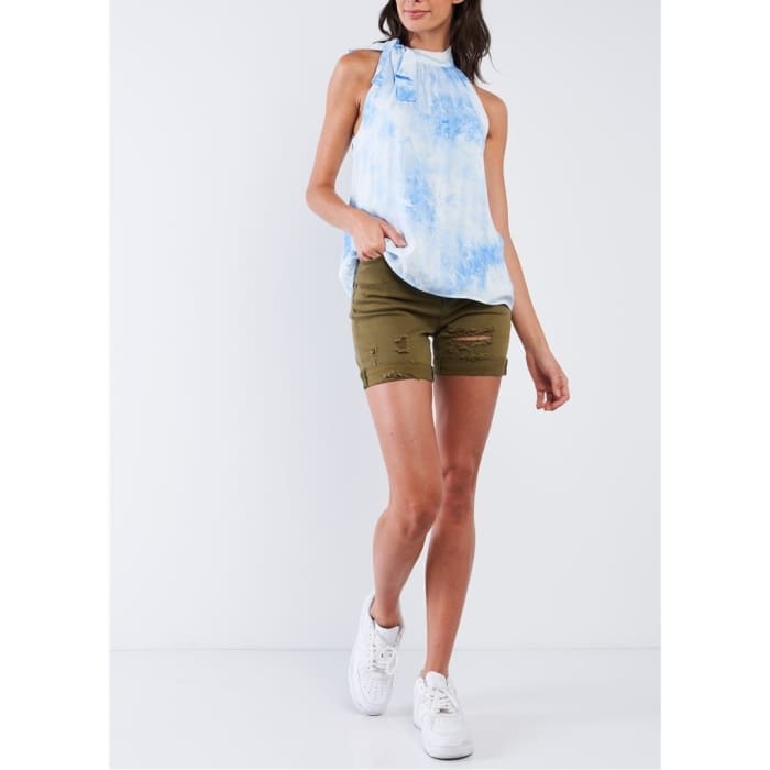 Sleeveless Bow-Neck Top - Shirt