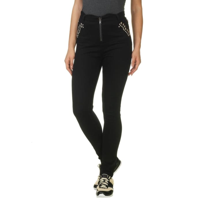 Studded Black High Waisted Jeans - Jeans