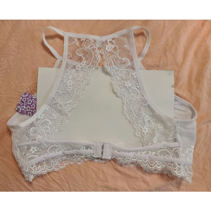 White High Neck Lace Bra - Bralette