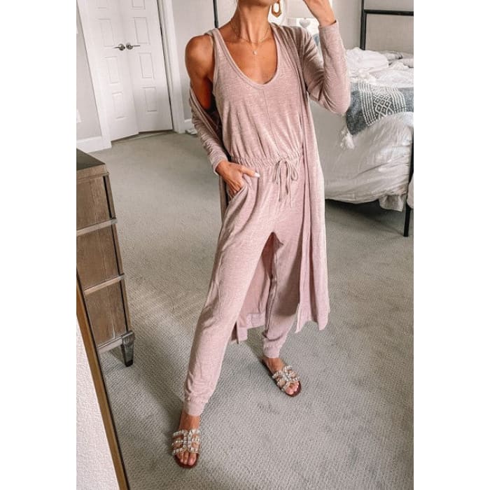 Barely Blush Jumpsuit w Duster - Jumpsuit