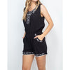 Black Embroidered Romper - Jumpsuits & Rompers