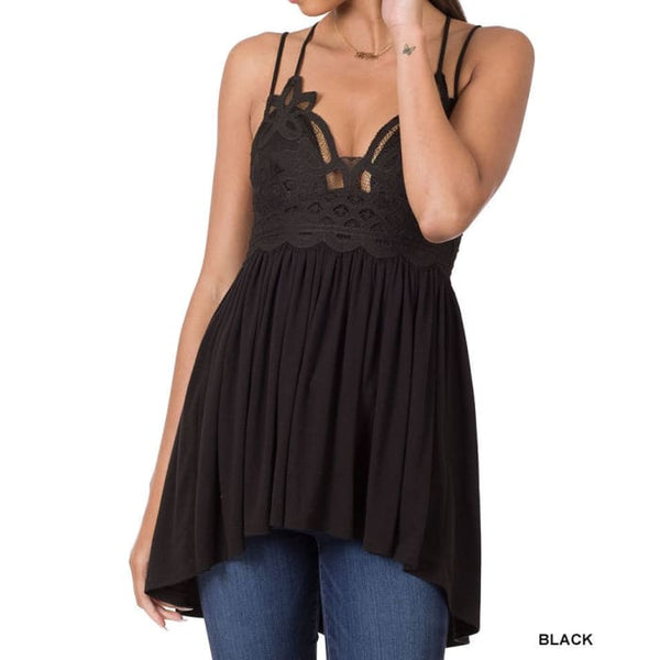Black Lace Bralette Top - Shirts & Tops