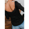 Black Lace Trimmed Henley - Shirts & Tops