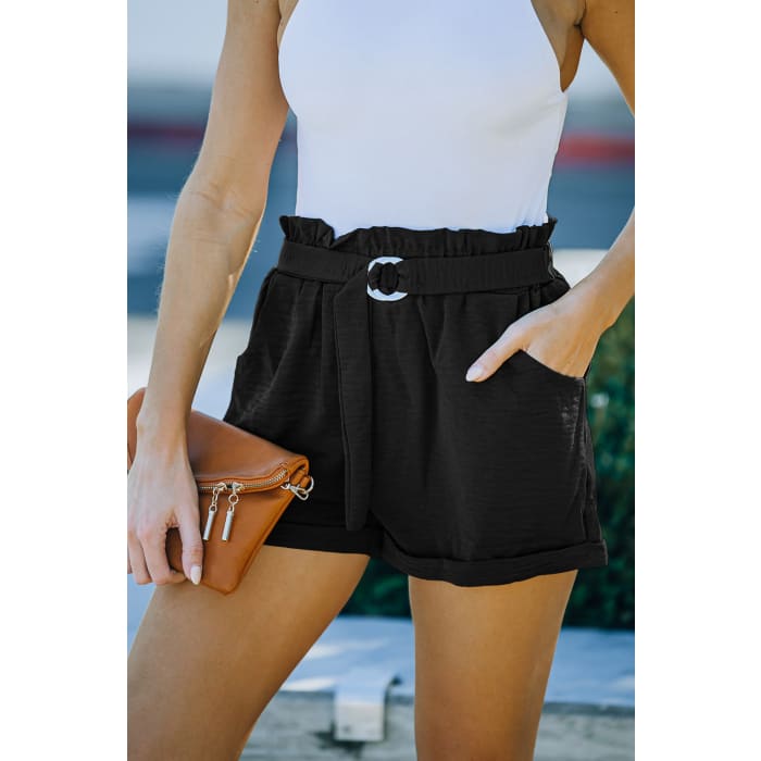Black Paper Bag Shorts - Shorts