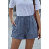 Blue Gray Casual Tencel Shorts - Shorts