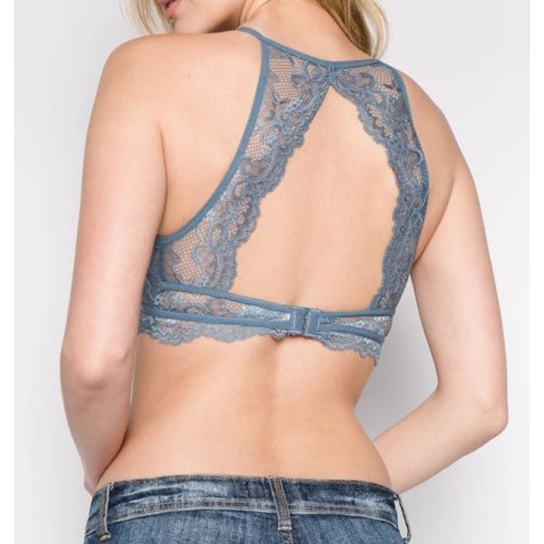 Lace T-Back Bralette Oxford Blue – Bustin' Out Boutique