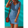 Blue Ribbed T-shirt Dress - Dresses