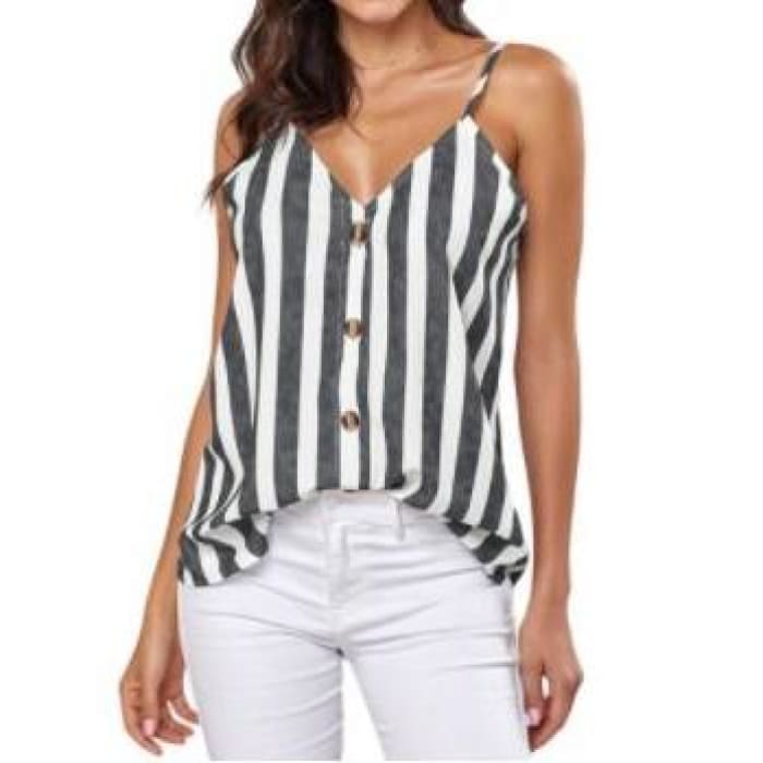 Cabana Stripe Cami- Charcoal - camisole