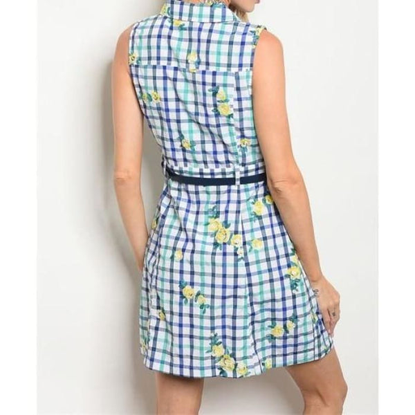 Checked Embroidered Shirt Dress - Dress