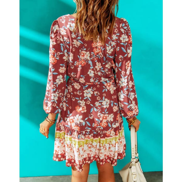 Cinnamon Floral Dress - Dresses