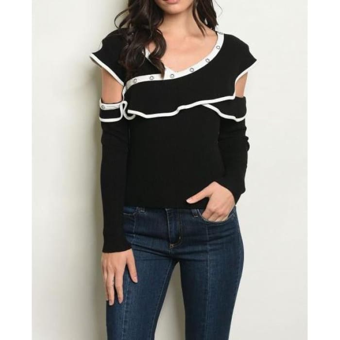Cold Shoulder Ruffled Top - Cold Shoulder Top