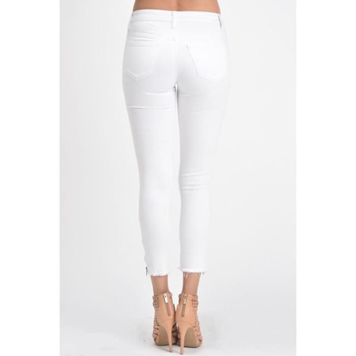 Crisp White Ankle Zip Skinny - Jeans
