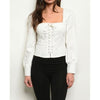 Crisp White Corset Style Top - Blouse