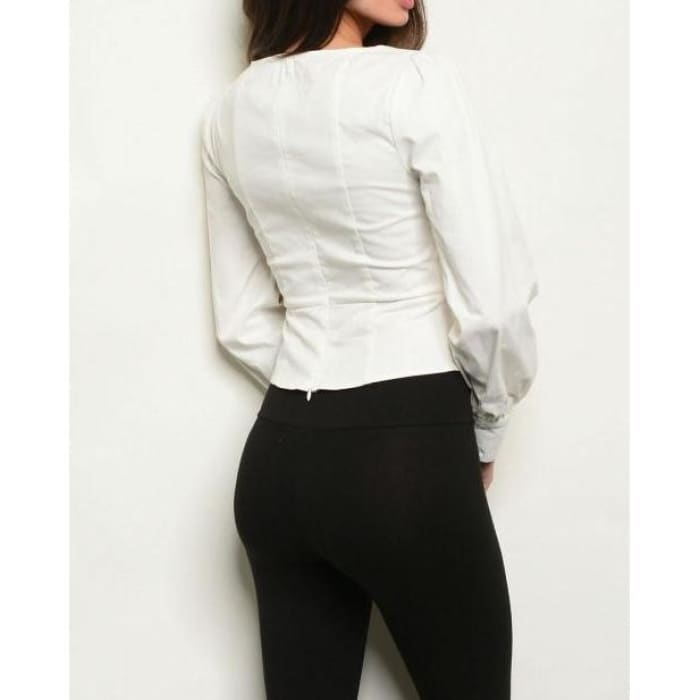 Crisp White Corset Style Top - Blouse