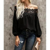 Crochet Neckline Top - Black - Top