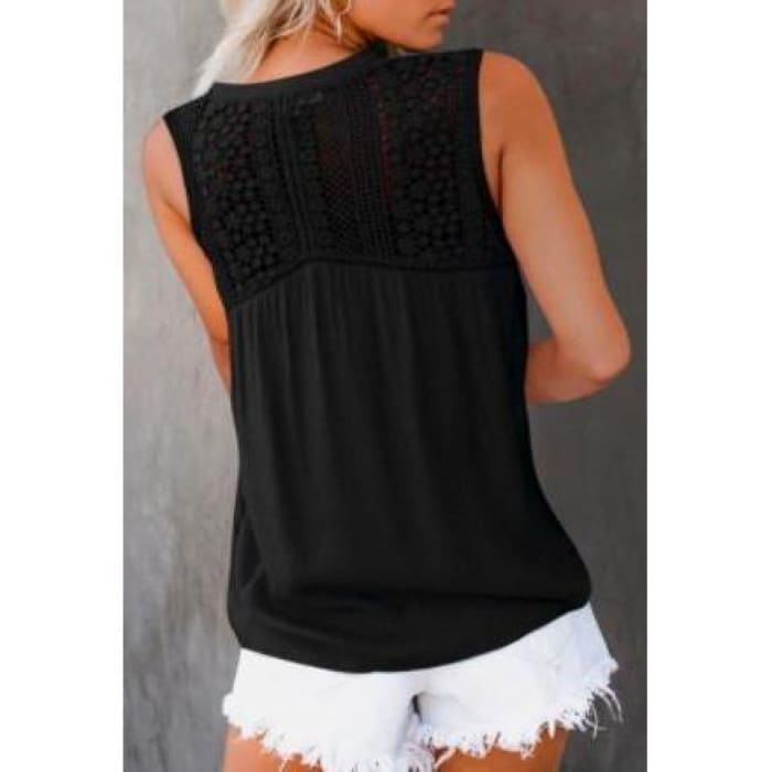 Crochet Shoulder/Back Top- Black - Top