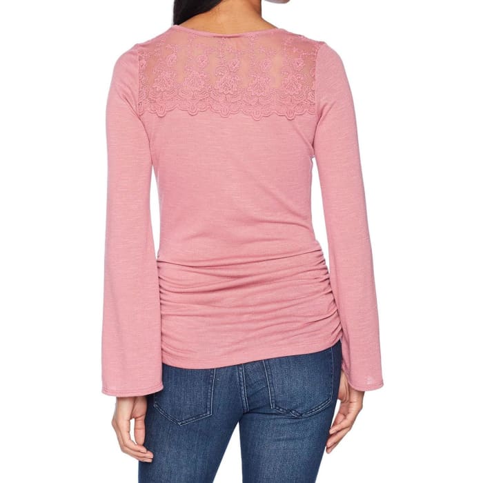Dusty Pink Lace Trim Top - Top
