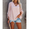 Feather Trim Balloon Sleeve Blouse - Sweater
