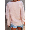 Feather Trim Balloon Sleeve Blouse - Sweater