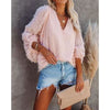 Feather Trim Balloon Sleeve Blouse - Sweater
