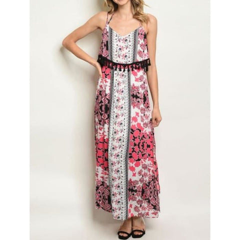 Fuchsia Floral Maxi Dress - Maxi Dress