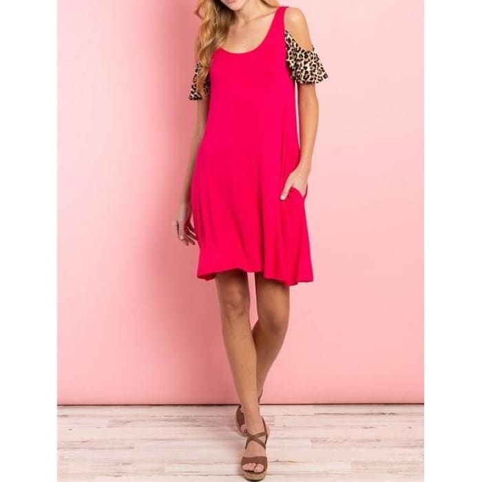 Fuchsia Knit Shift Dress - Dress