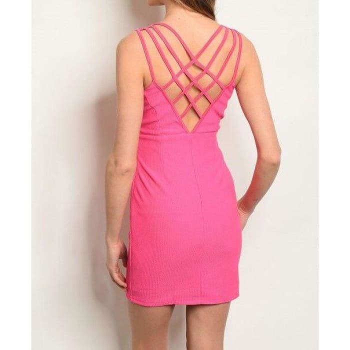 Fuchsia Strappy Back Dress - Dress