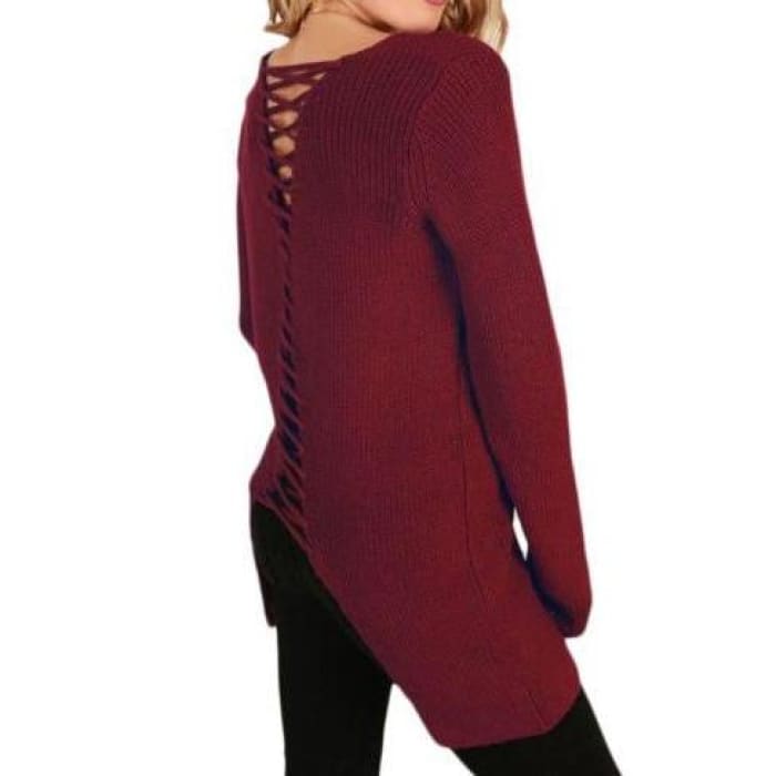Garnet Lace-Up Back Sweater - Sweater