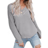 Gray Lace V-Neck Sweater - Sweater