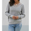Gray Lace V-Neck Sweater - Sweater