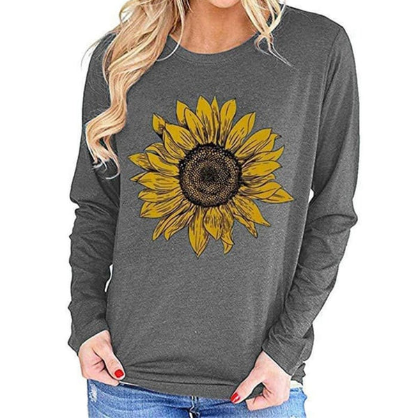 Gray Sunflower Top - S / Gray - Shirt